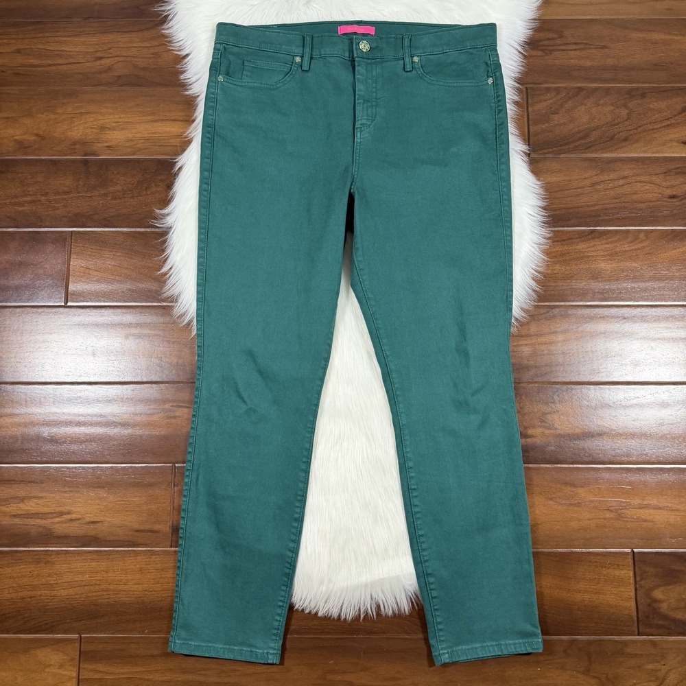 Lilly Pulitzer Size 16 South Ocean High Rise Skinny Pants in Hosta Green 004385